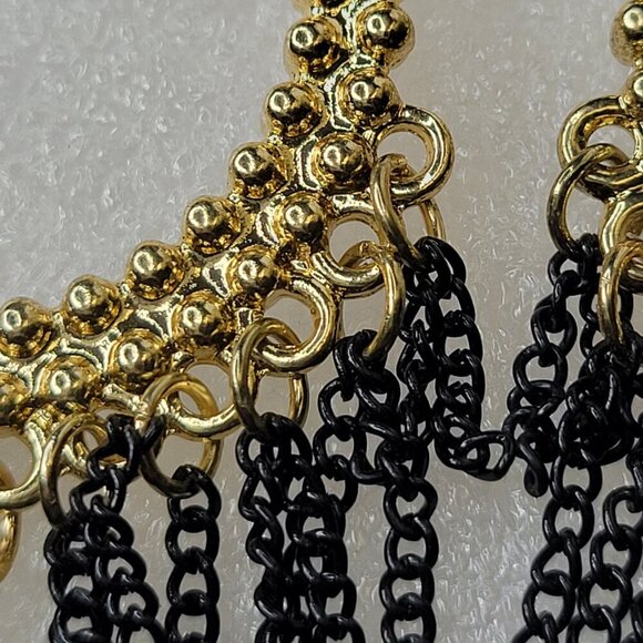 Black and Gold Tassel Earrings - Picture 4 of 8